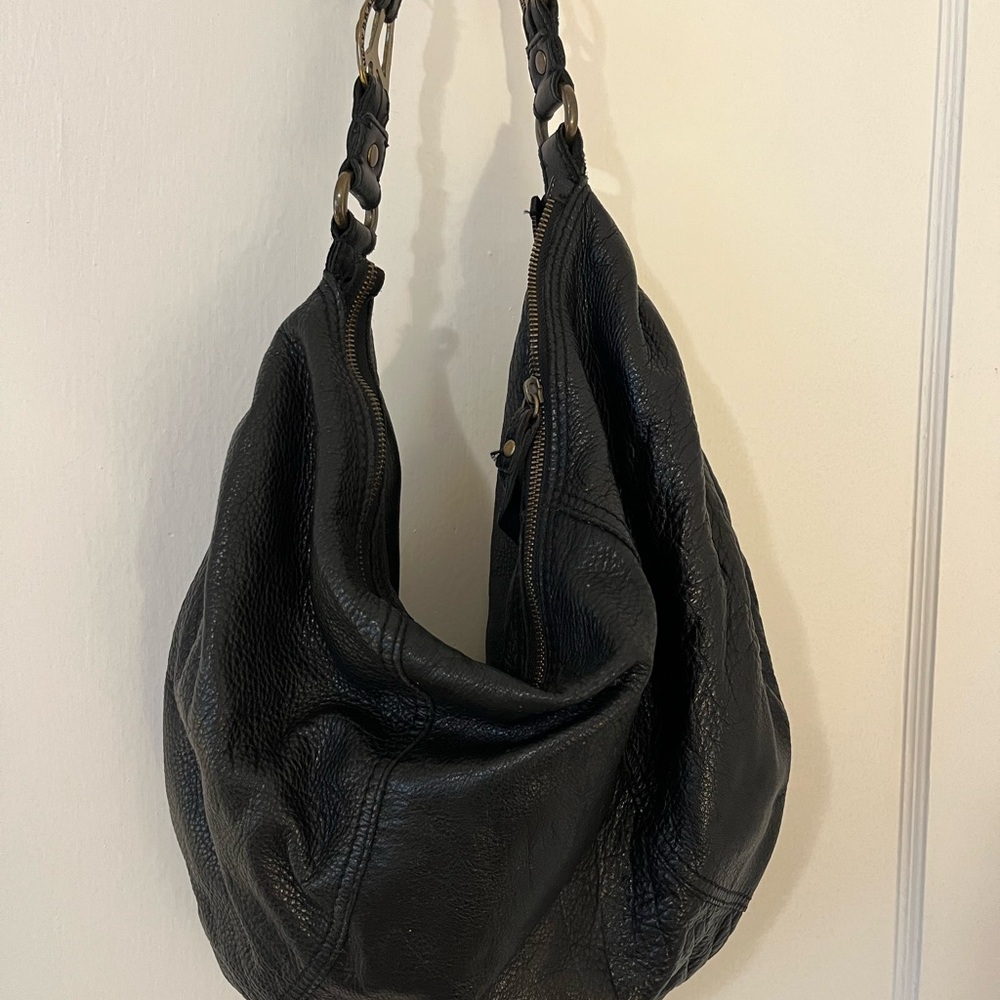 Black Leather Hobo Bag
